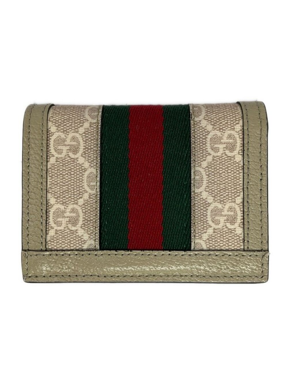 ★SOLD★ Gucci Bifold Wallet Ophidia Beige Dark Green Bordeaux Leather - Picture 2 of 6